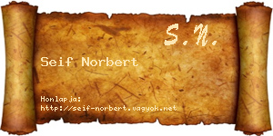 Seif Norbert névjegykártya