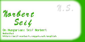 norbert seif business card